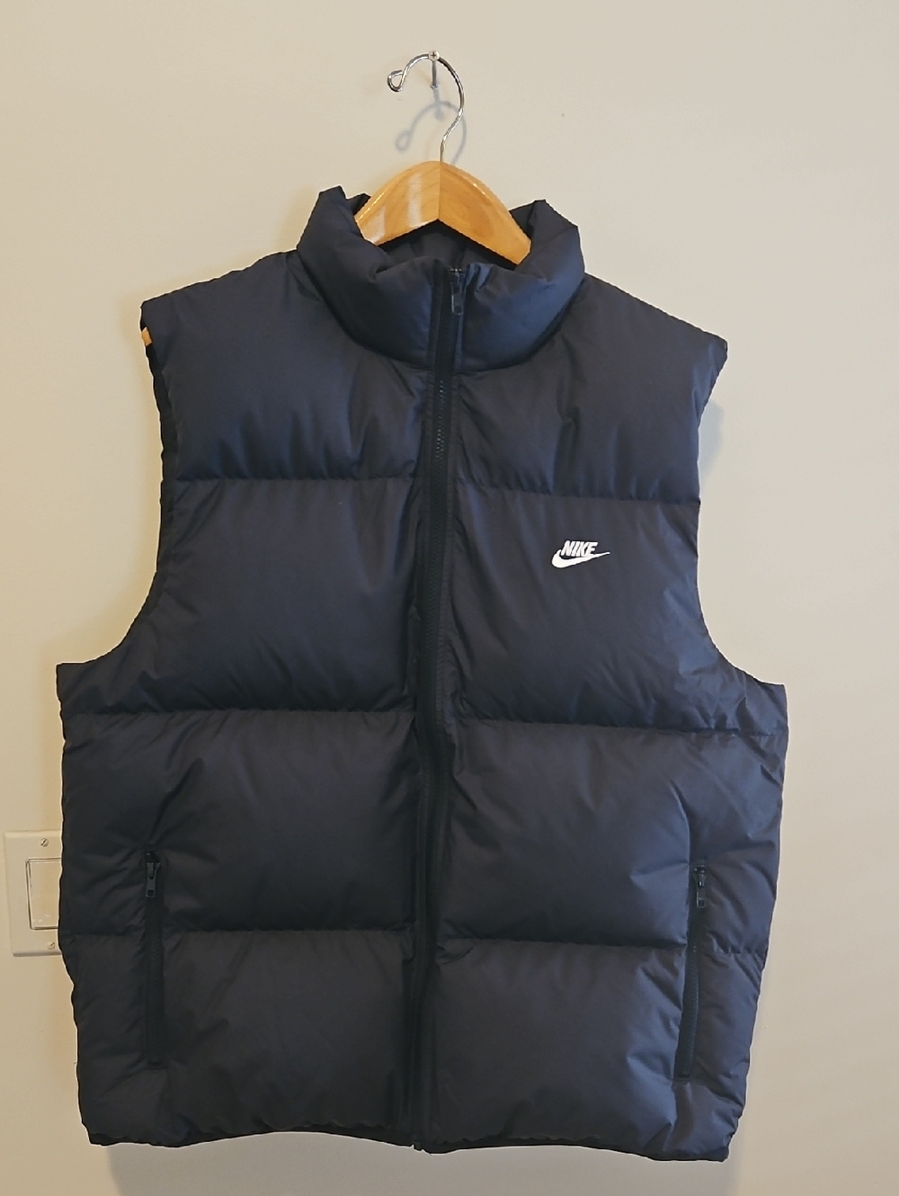 Nike BLACK Puffer Vest with Nike White Logo